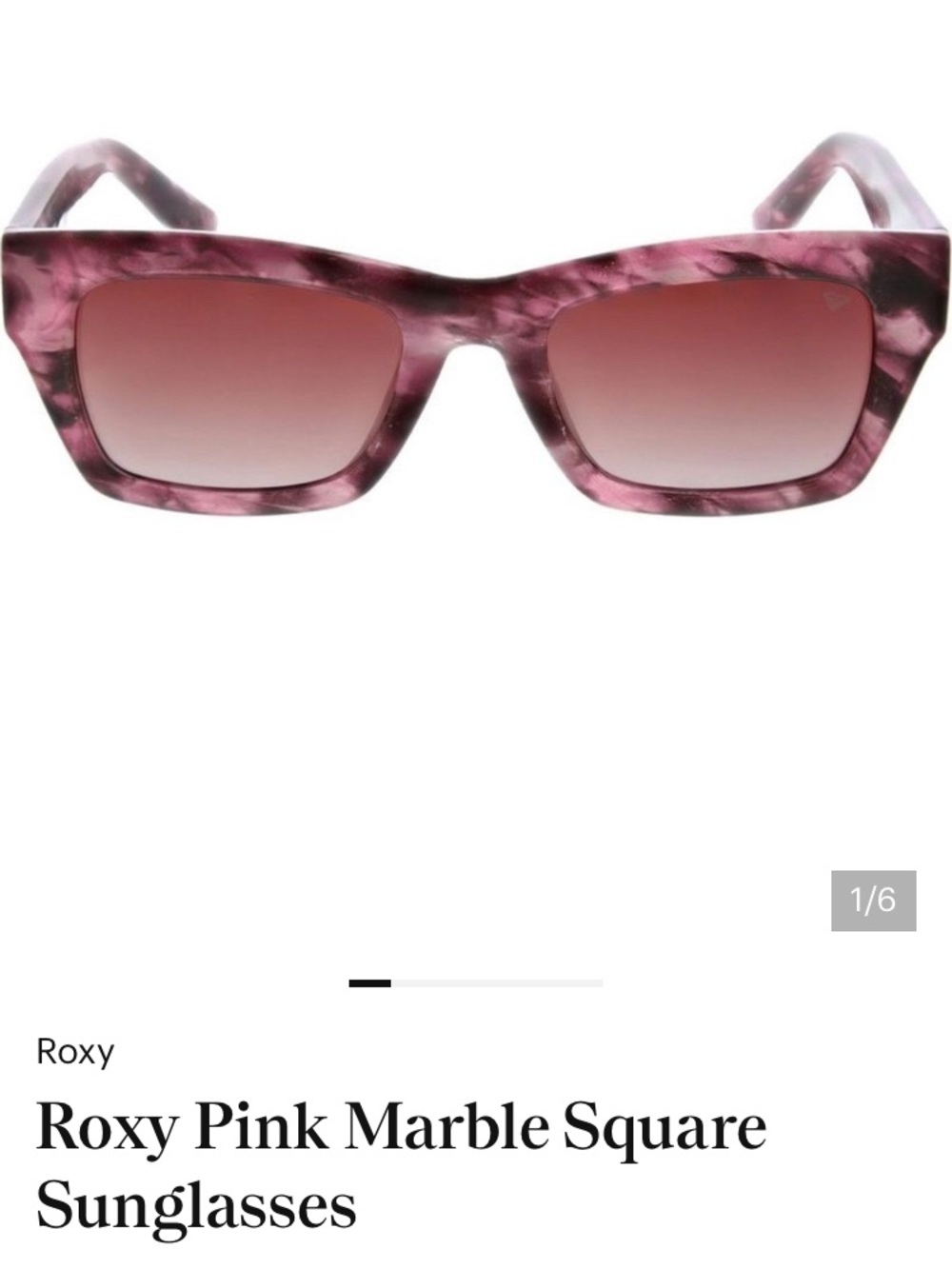 Roxy Marble-Print Pink Square Sunglasses